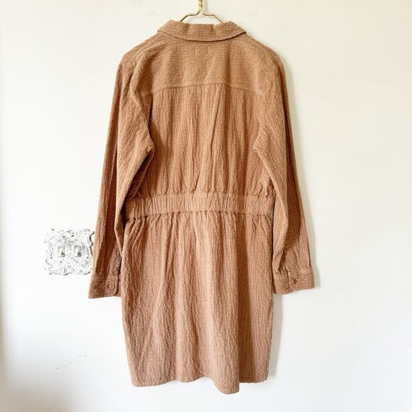 J. Crew Tan Corduroy Zip Front Utility Dress XL - Picture 6 of 8